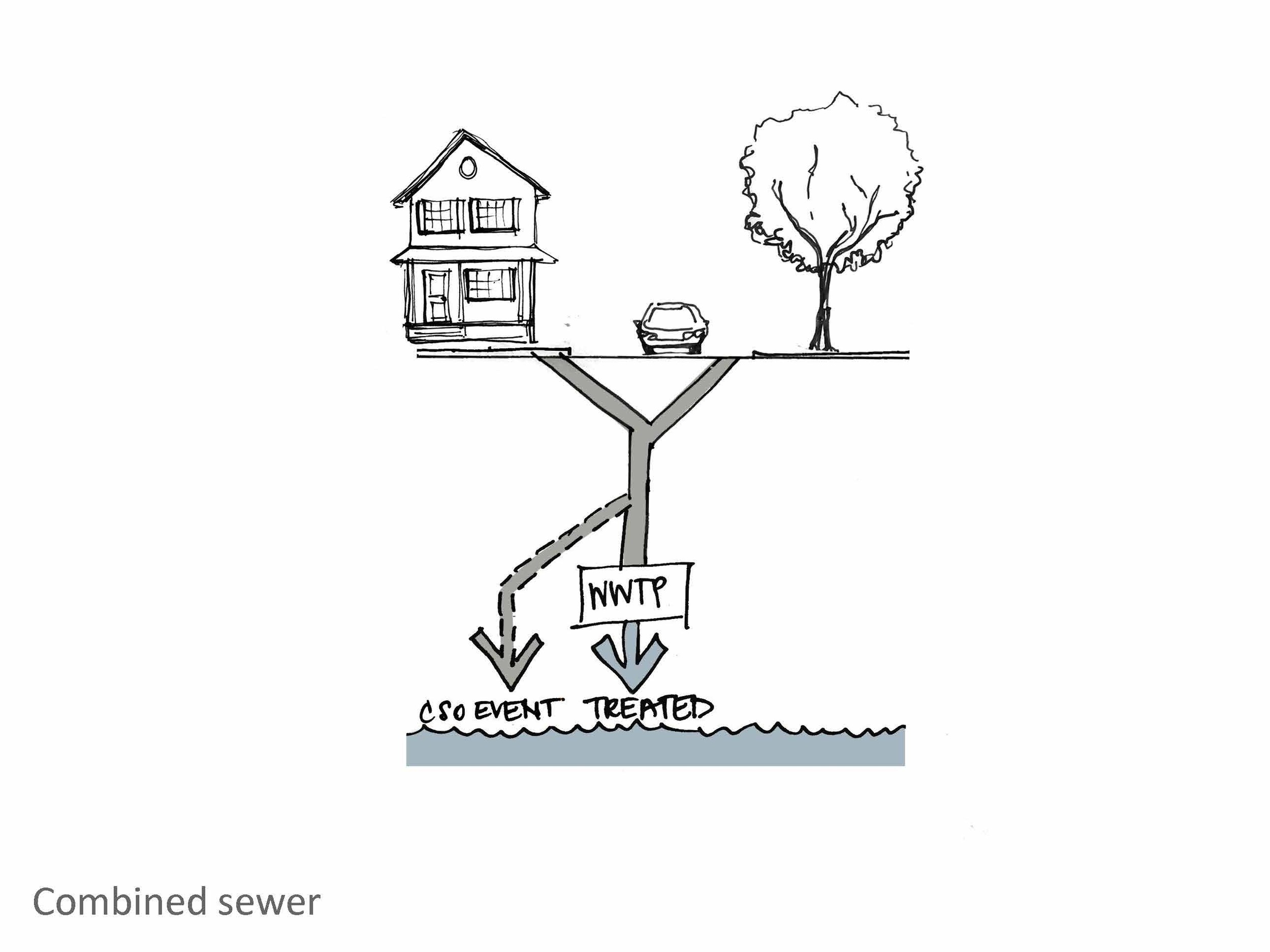 There are a number of pros and cons on each side of the combined vs separated sewer debate. In combined sewers wastewater and rainwater go to the wastewater treatment plant most of the time and are somewhat treated before being discharged to the ocean. When there are large rainfall events, though, there is too much volume for the pipes to handle and the excess, untreated water is discharged into the ocean.