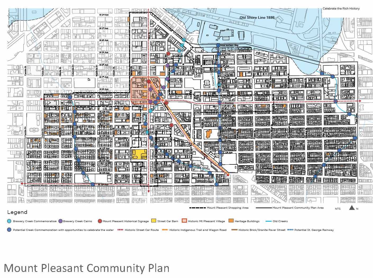  We were pleased to have the Rainway included in the Mt Pleasant Community Plan in 2013. The plan recognizes the Rainway as a potential public realm project that celebrates the historical creeks in the neighbourhood. 