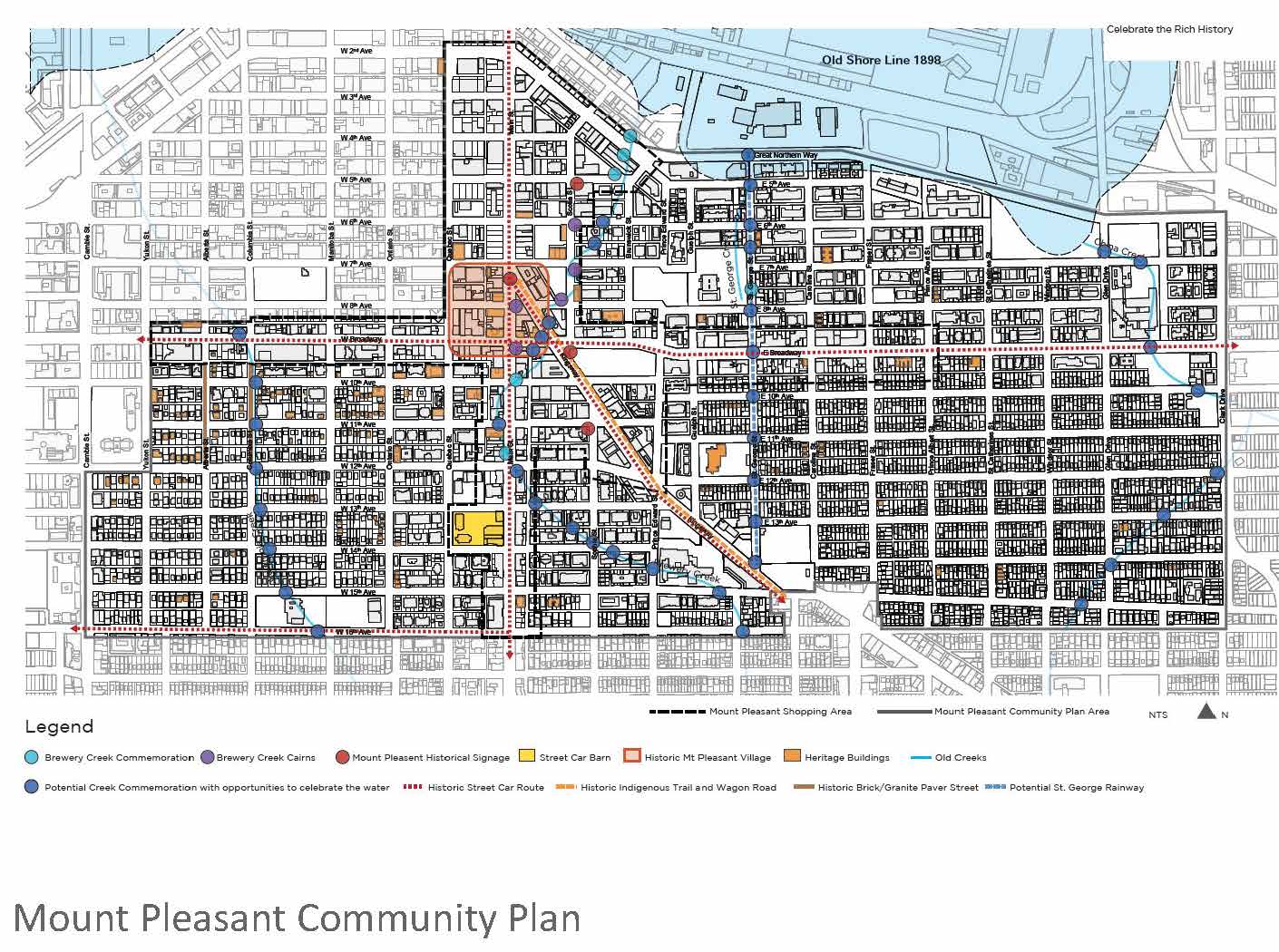 We were pleased to have the Rainway included in the Mt Pleasant Community Plan in 2013. The plan recognizes the Rainway as a potential public realm project that celebrates the historical creeks in the neighbourhood.