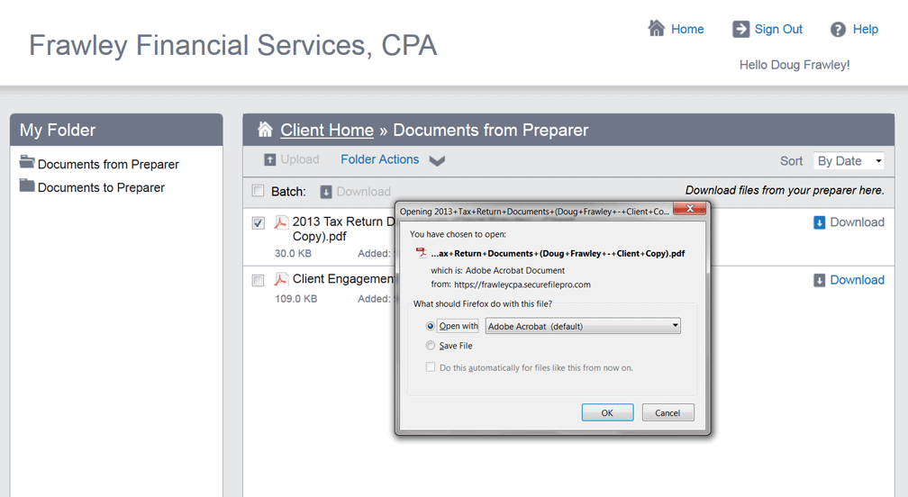 Step 3- You can either open your document or save it.