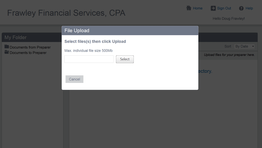 Step 2- Click "Select" and browse to the file you want to upload, and then select and upload it, and you are done!
