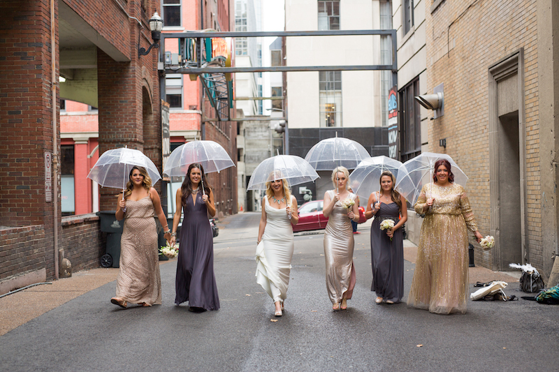 Rainy wedding in Printers Alley, Locklane Weddings & Events + Nashville, TN