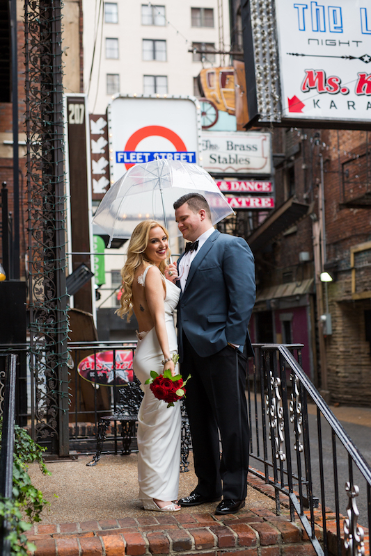 Rainy wedding in Printers Alley, Locklane Weddings & Events + Nashville, TN