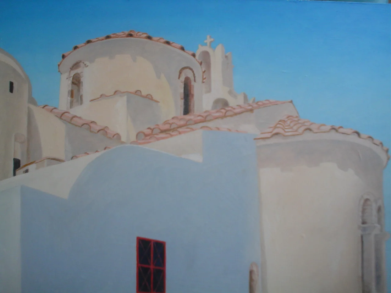 Monastary Chapel on Santorini 12x16 inches oil on panel.JPG