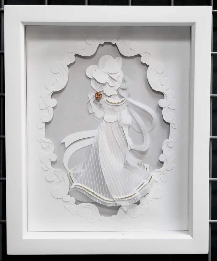 Cut paper and embroidery for a paper themed gallery show