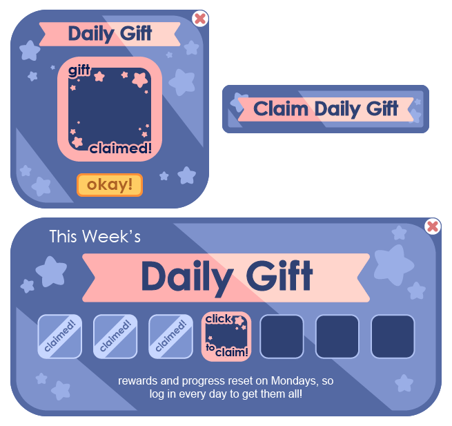 Design for a daily login reward popup
