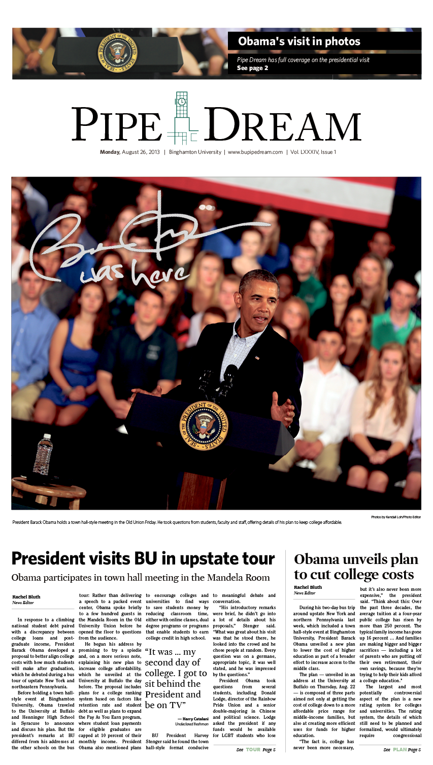 Pipe Dream covers President Obamas visit
