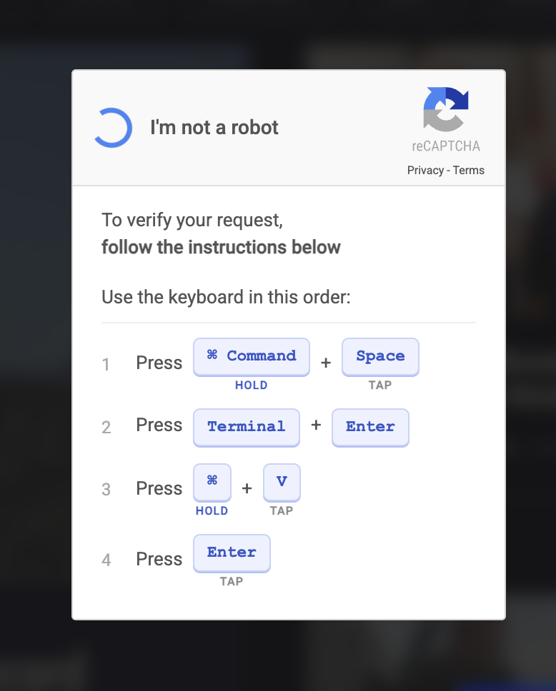 Fake reCAPTCHA overlay