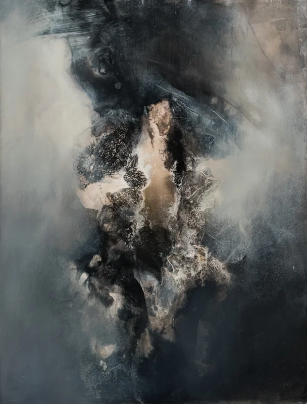 Lit with Misshaped Thoughts 22.5" x 29.75" Ink and oil on paper, 2015