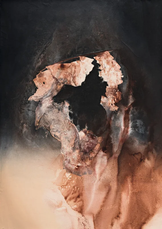 Falling Together, For a Little While 20" x 28" Ink and oil on paper mounted on panel, 2015 $2,500. USD