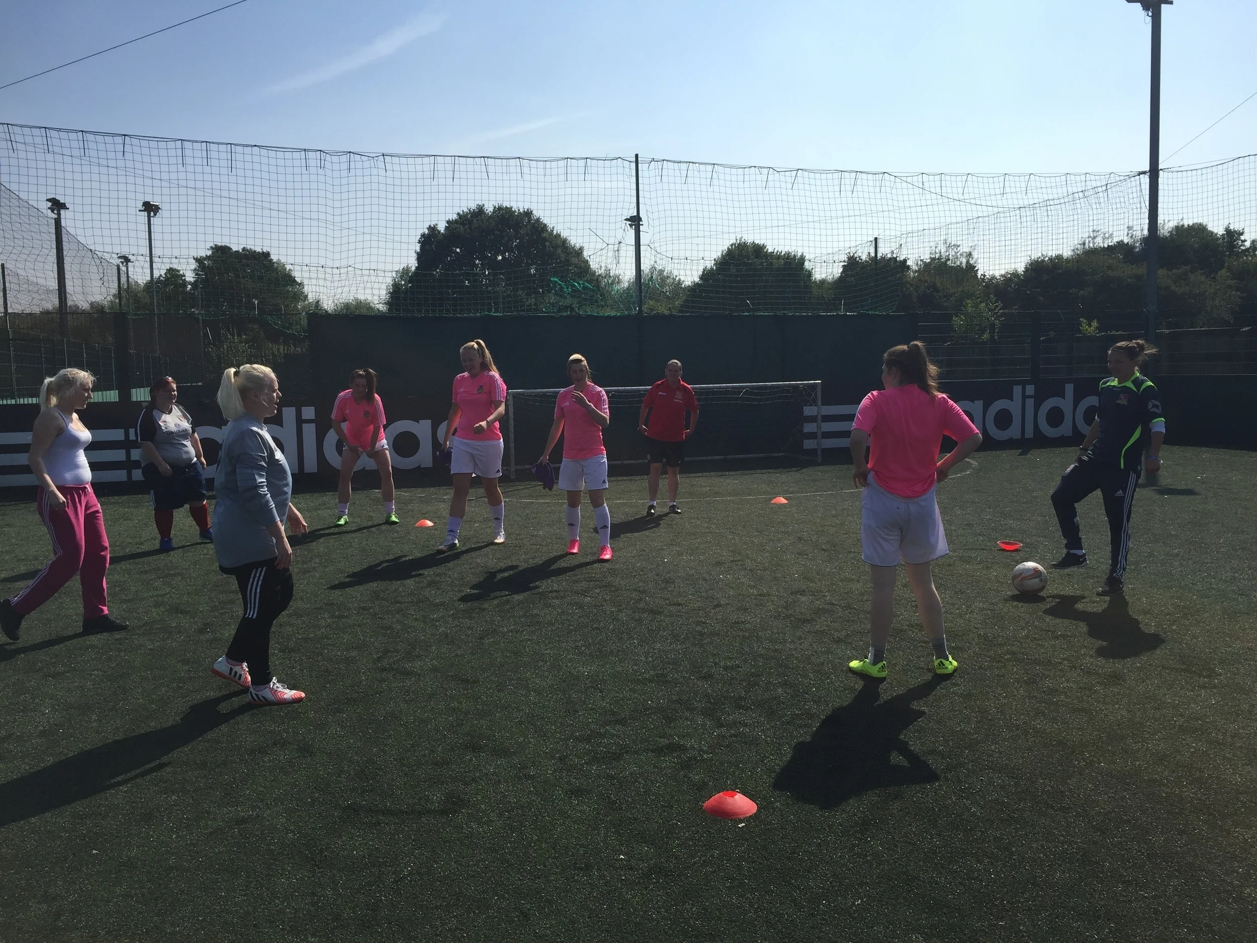 Wales' Loren Dykes taking the 'Welsh Warriors' through a team building session.