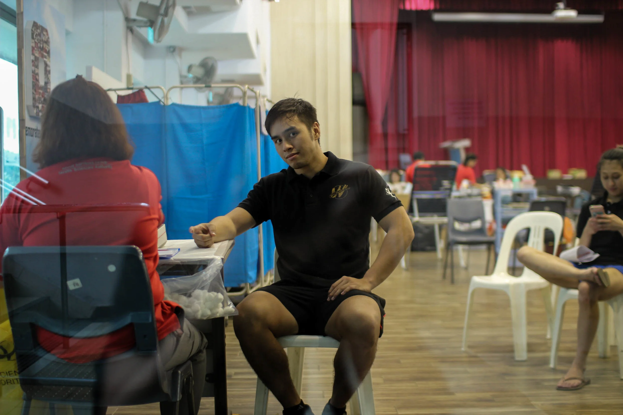 Initial assessment measures your height and weight! Flyers were nervous for this one… They also check if you have enough iron in your blood! Almost there…