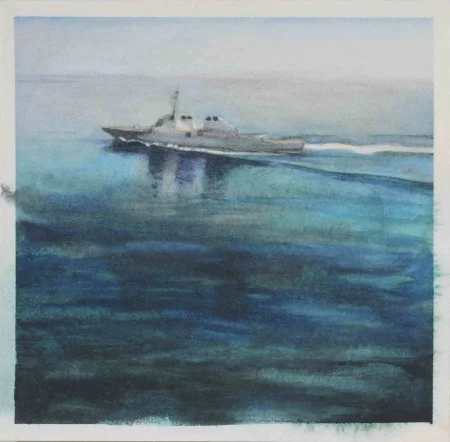 Destroyer #14, watercolor on paper, 7" x 7," 2009