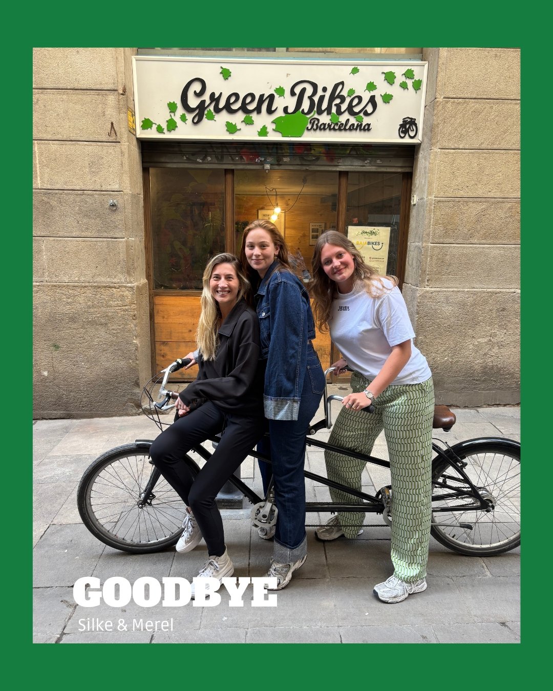 🚲 SAY GOODBYE TO SILKE &amp; MEREL 🚲

After a great internship at Green Bikes, Silke and Merel are heading off to new adventures.
We truly enjoyed working with them, heir creativity and enthusiasm will be missed! ❤️

Thank you both and we wish you 