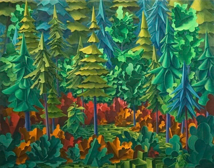Some dense forest from my thesis show. 
.
🌲
.
#painting #oilpainting #landscape #landscapepainting #drawing #forest #tree #paper #art #color #papercrafts #asu #mfa