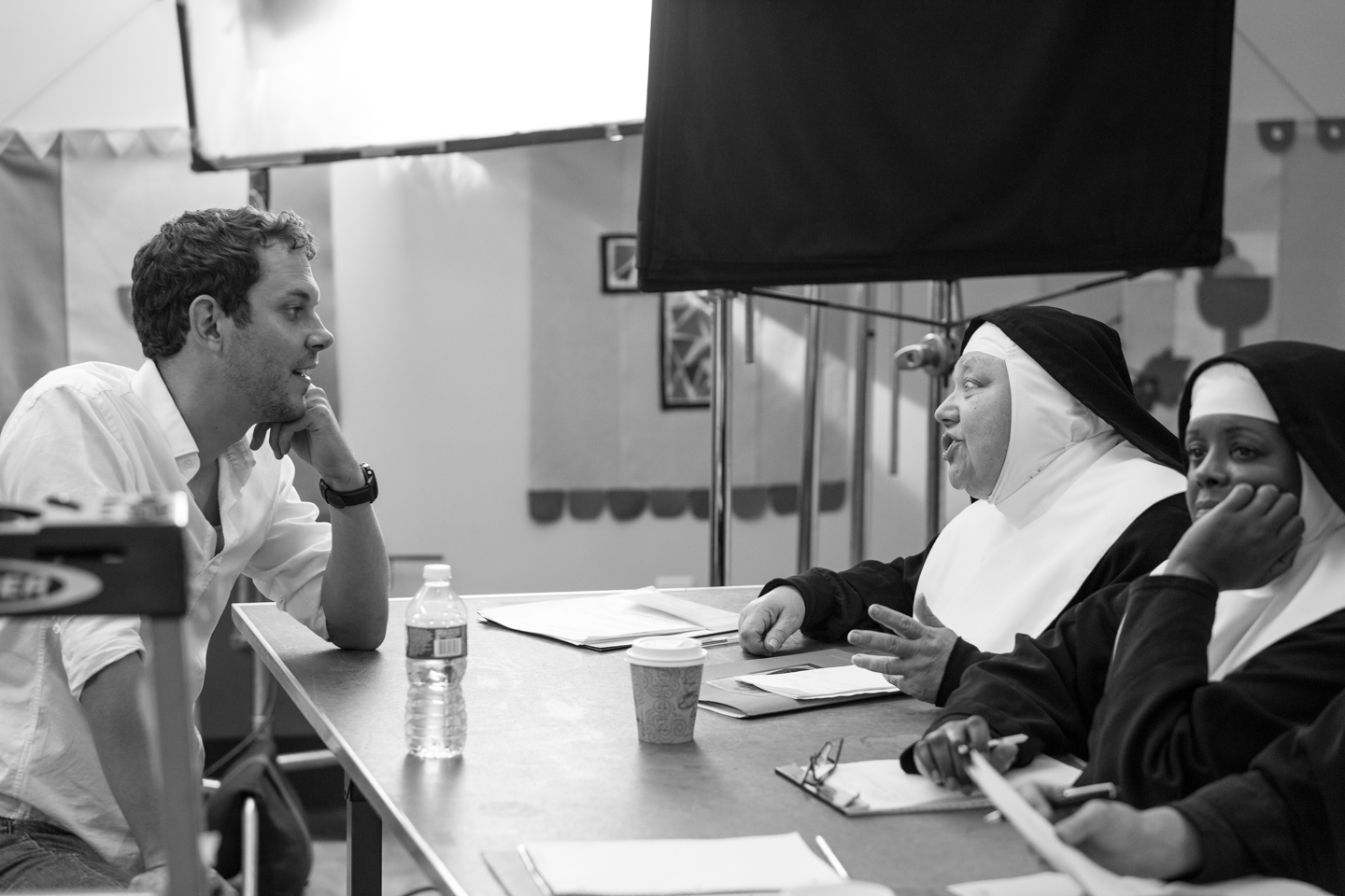 Above: David on the set of "Nunsense."