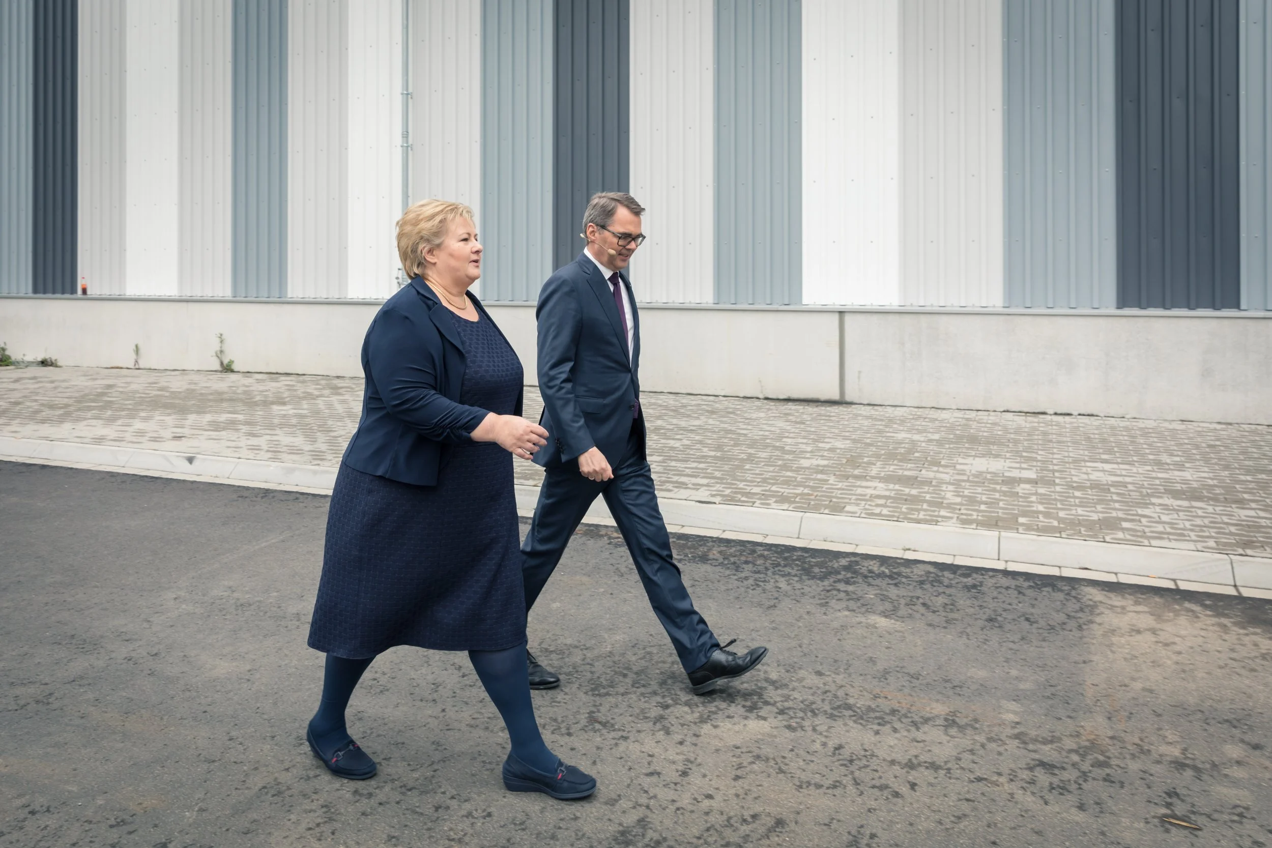 Erna Solberg and Svein Richard Brandtzæg at the opening of a new Hydro factory in Germany.