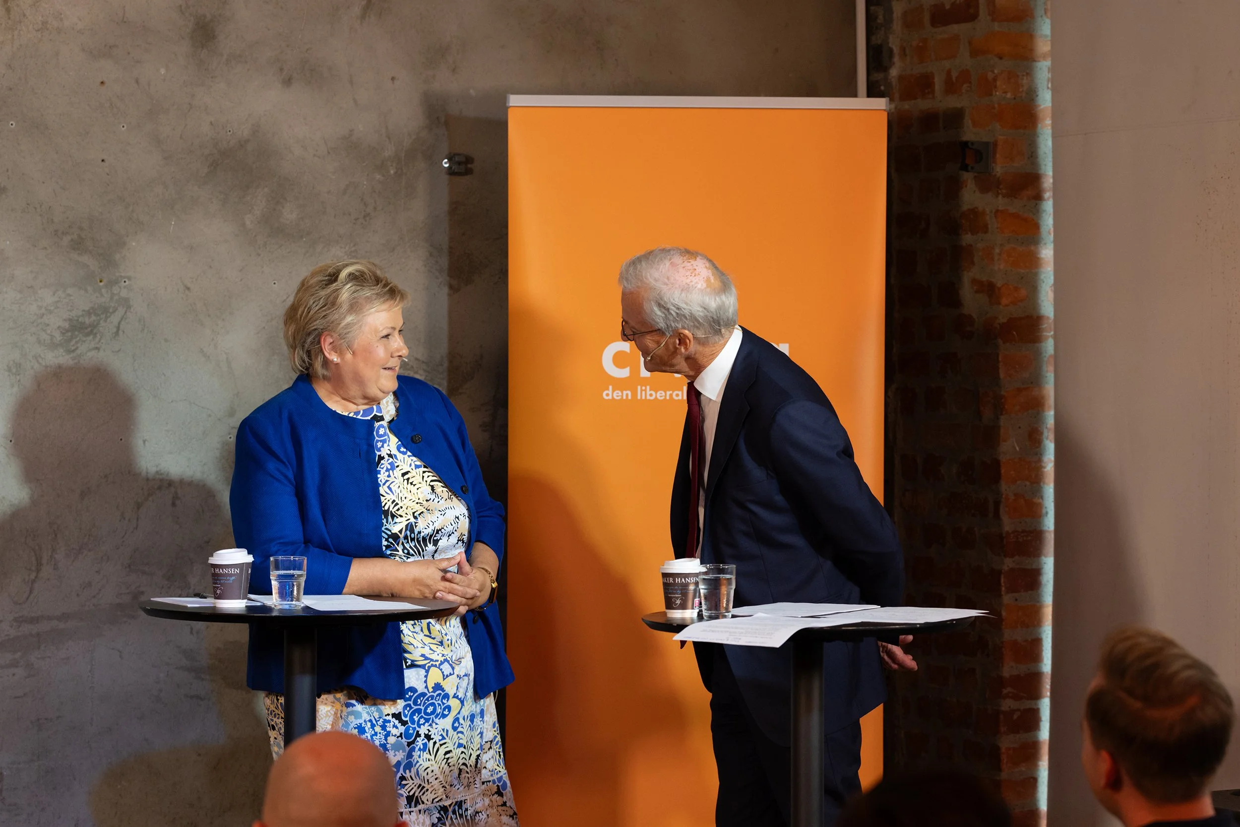 Jonas Gahr Støre and Erna Solberg debating at at Civita event in the 2025 election.