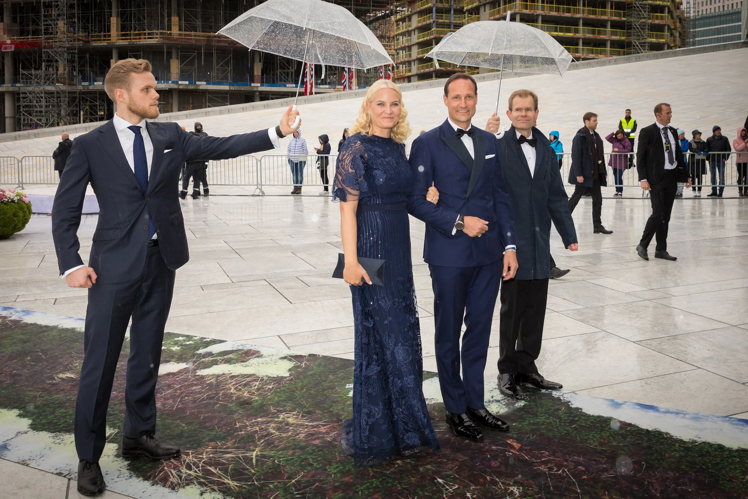 Crown Prince Haakon and Crown Princess Mette-Marit ariving at the Oslo Opera House attending the 80th birthdays of King Harald V and Queen Sonja.