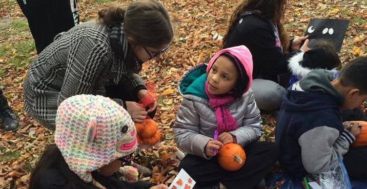    Decorating pumpkins with Green Generations students and their families.   