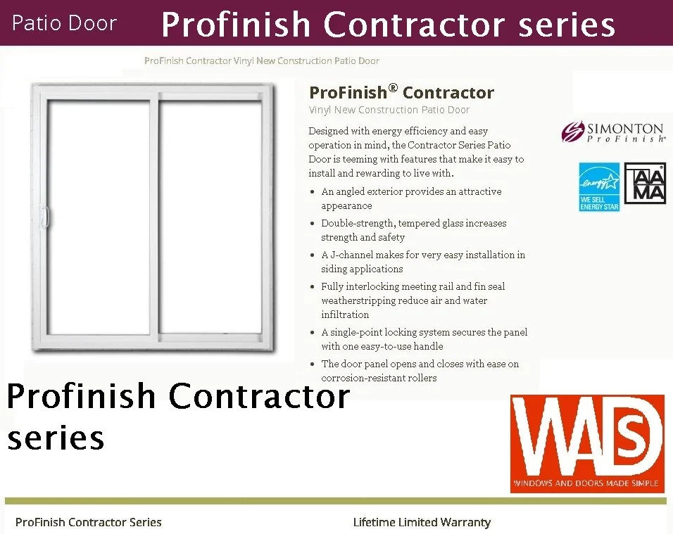 ProFinish Contractor Six Foot Patio Door