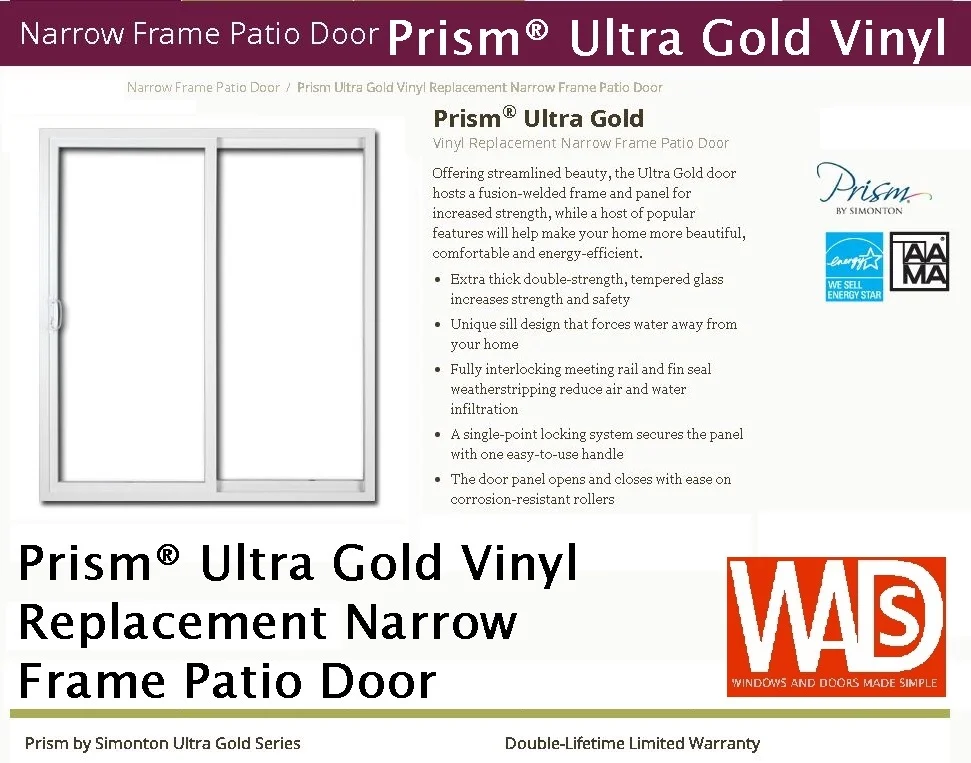 Prism® Ultra Gold Vinyl Replacement Narrow Frame Patio Door.JPG