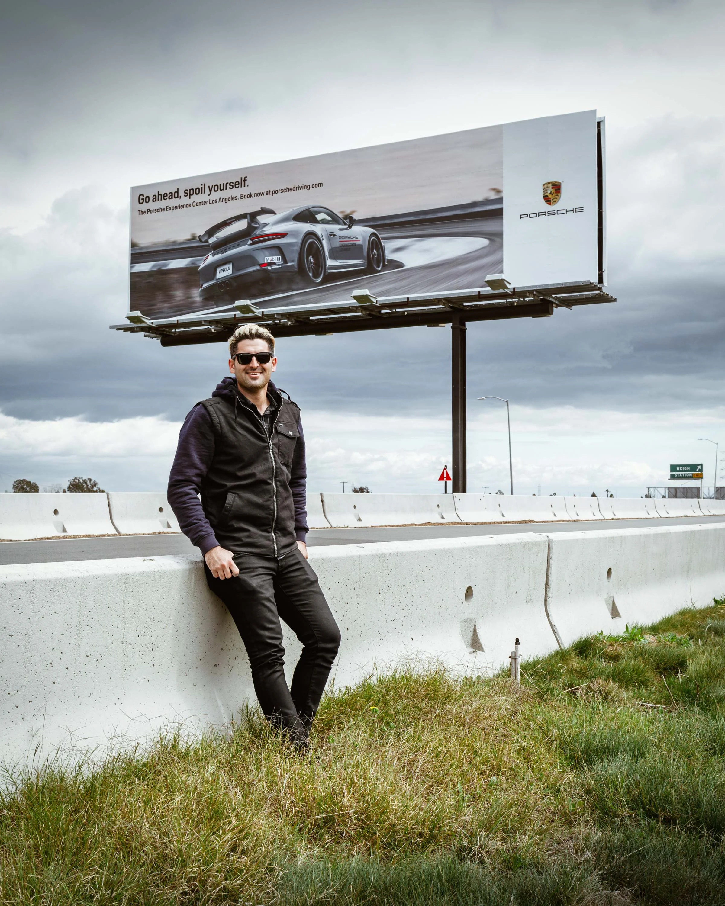 Billboard for Porsche Experience Center Los Angeles on the 405. 