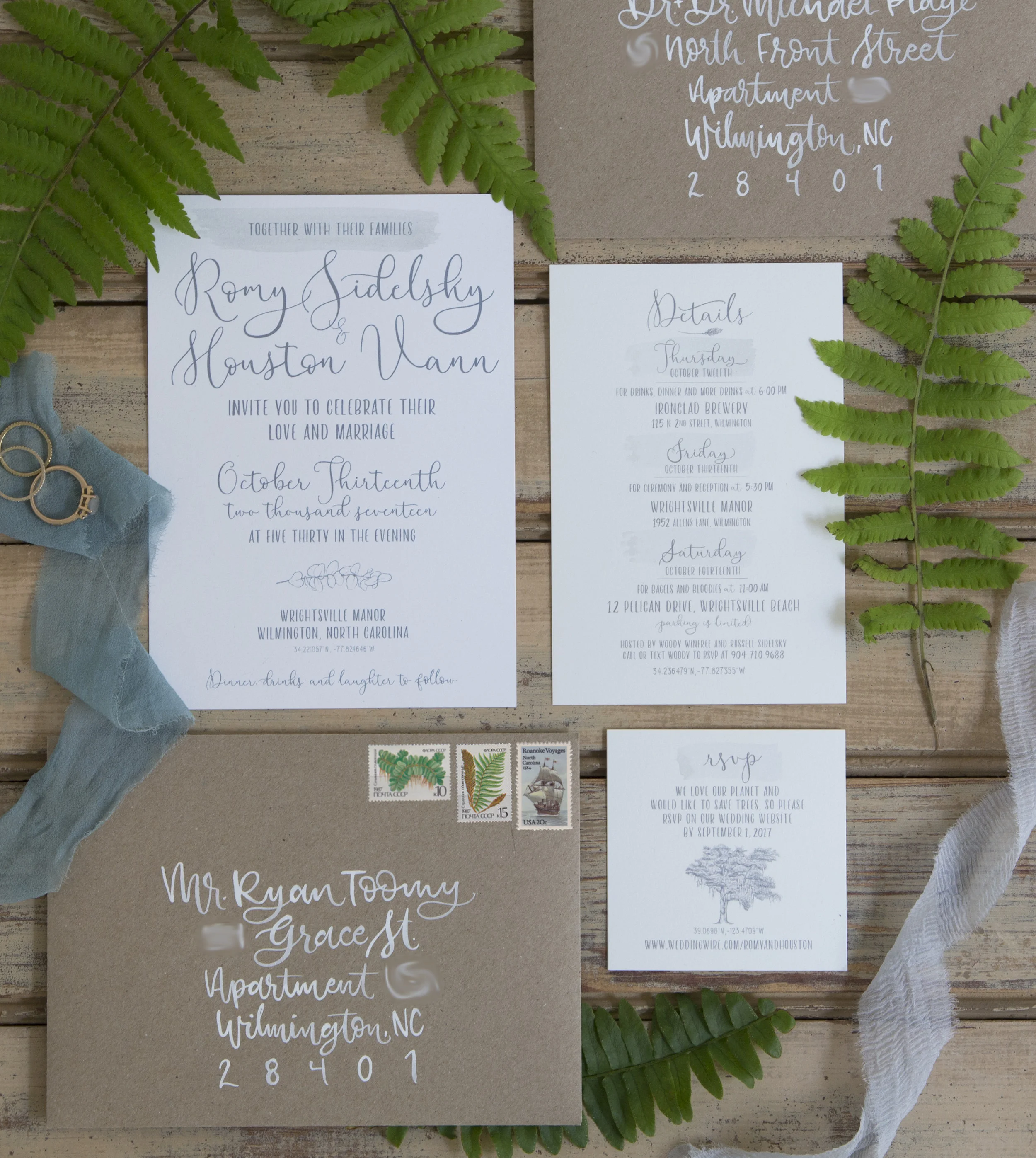 Wedding Invitation Design & Hand-painted Addressing
