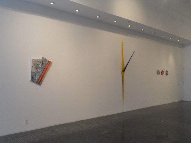 Peter Hammar, Crude Geometry, #5, 2012 (left); Felice Grodin, Rising-falling index, 2012/13 (center); Sarah Walker