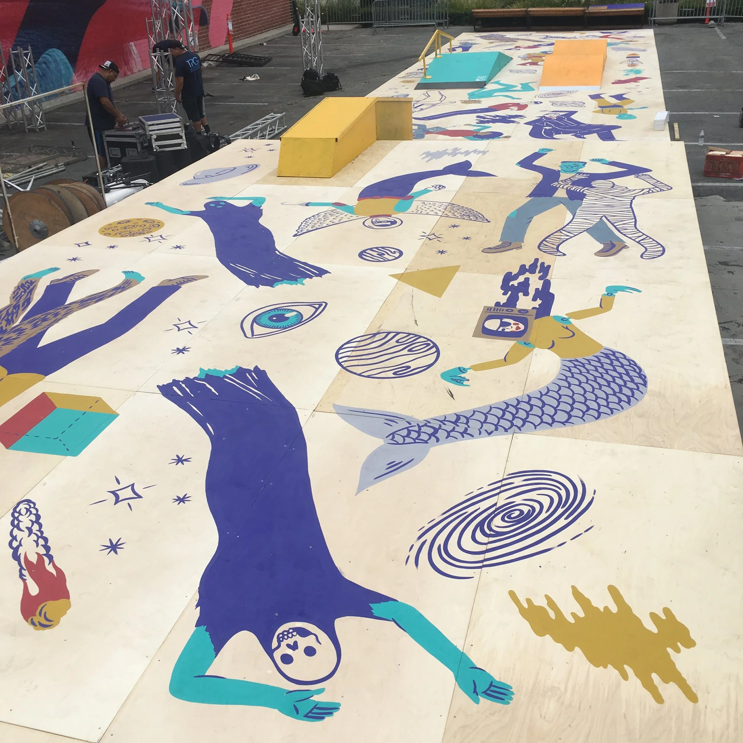 Skate Installation Mural for Summer and Music. With Keen Ramps. 2018