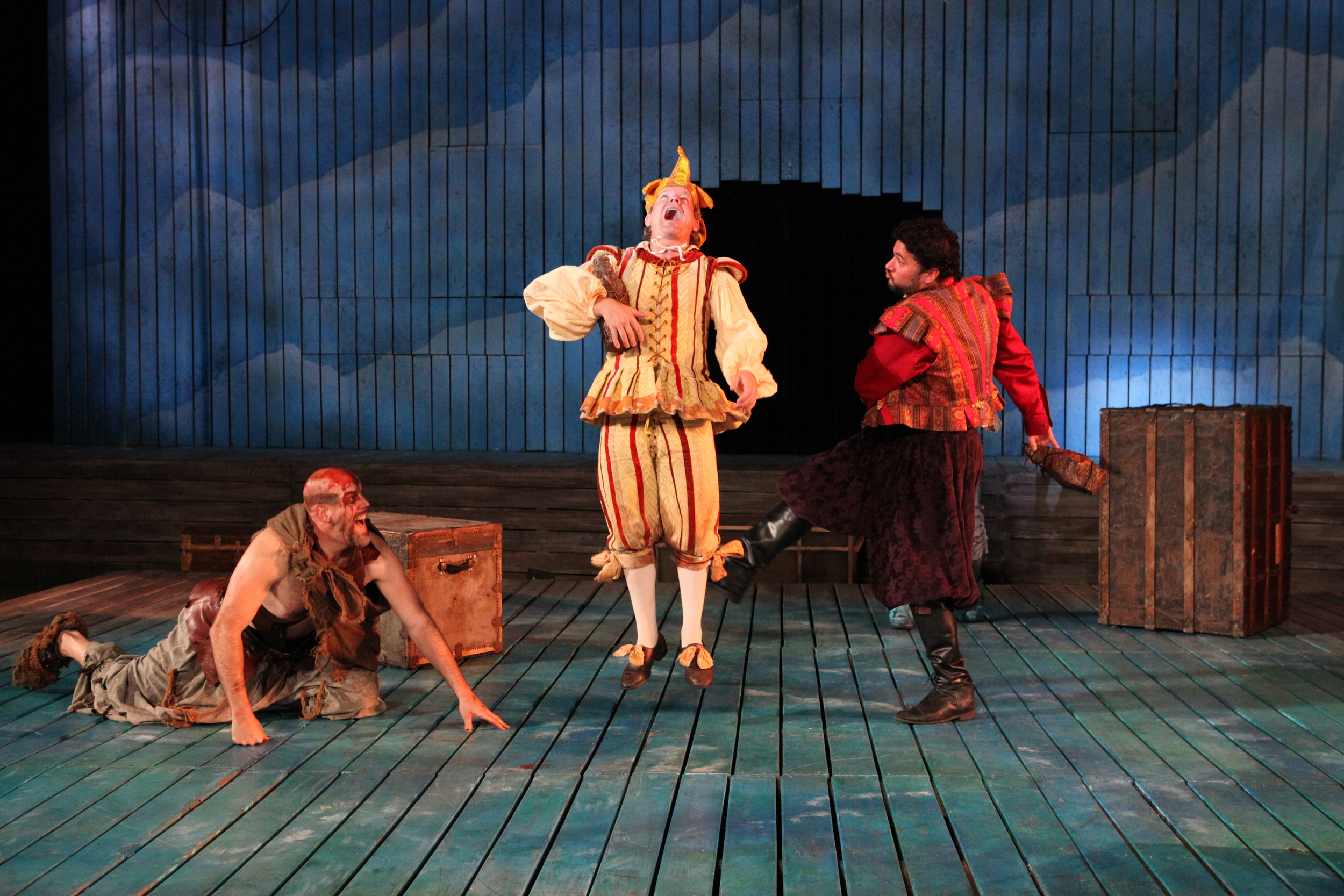 The Tempest  - Caliban (Mark Mineart), Trinculo (Andy Paterson), Stephano (Jay Leibowitz).JPG