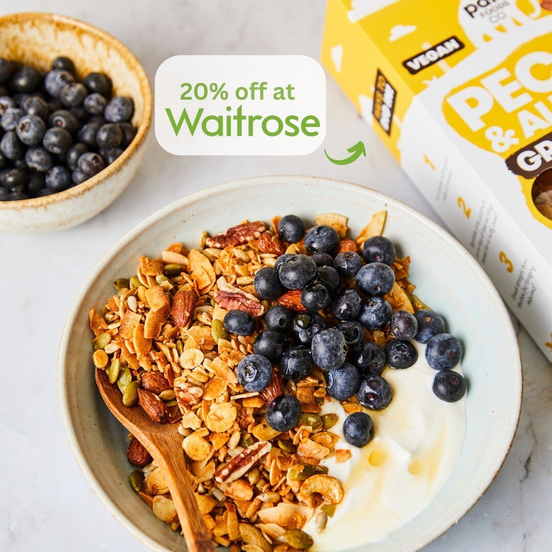 📣 Save 20% off @waitrose until 9th May 😍 Stock up on our Pecan &amp; Almond grain-free granola and our Peanut Butter and Peanut Butter &amp; Dark Choc granolas now both instore and online! 🛒

#veganuk #healthygranolas #natural #nourishing #healthy