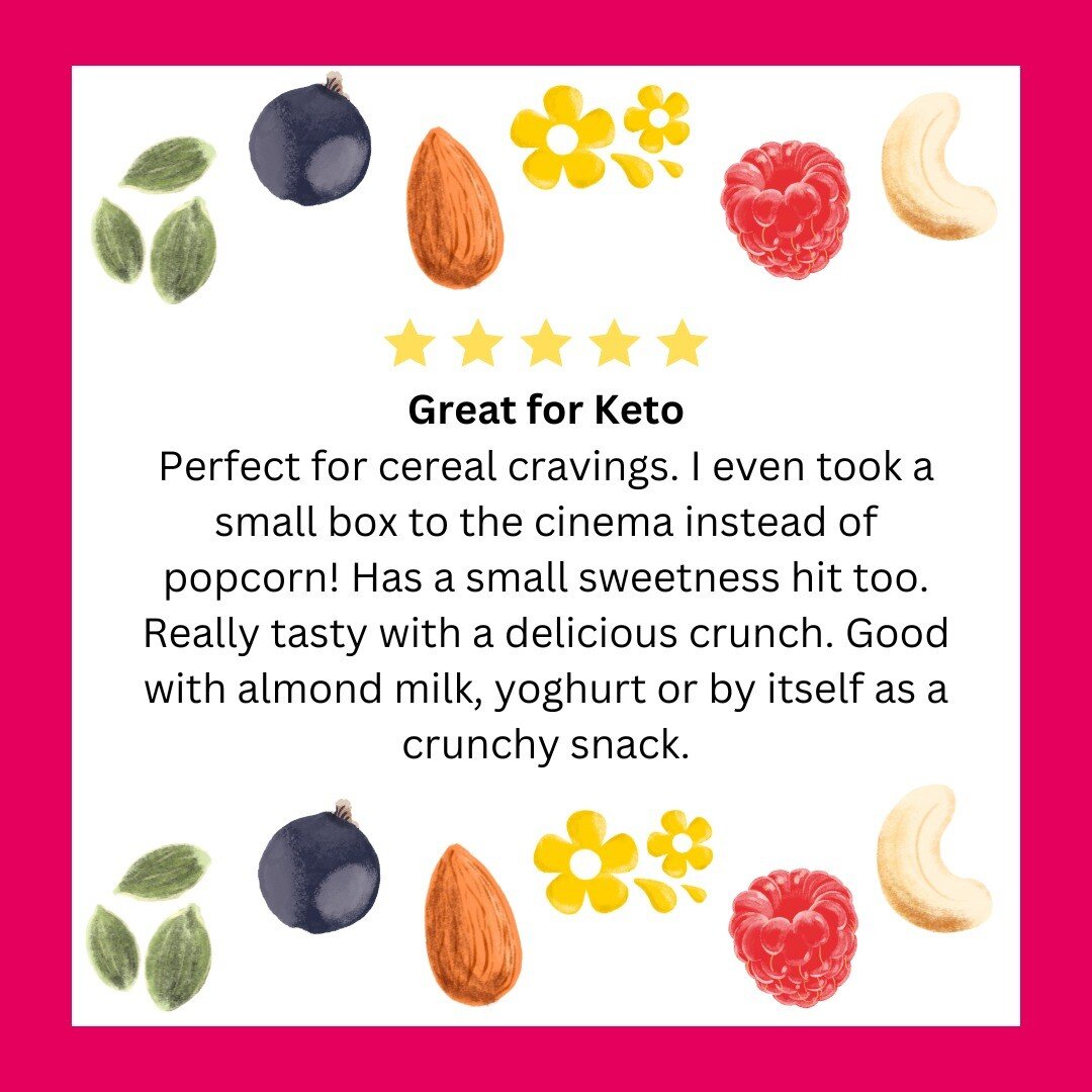 Who needs popcorn when you can indulge in our delicious, deep toasted Berry &amp; Almond granola?! Just pop a serving into a container for the perfect snack to enjoy whilst out and about 😍

#veganuk #glutenfree #natural #nourishing #healthy #ketofri