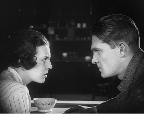 Natalia Glan as Miss Vivian Mend and Boris Barnet (as Barnet), co-star, co-director and co-screenwriter of MISS MEND (1927)