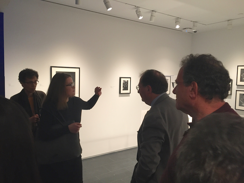 (left to right) Researcher Mira Schwerda, Exhibition Co-curator David Bindman & Jon Gartenberg from GME in Hugh Bell section of exhibit.