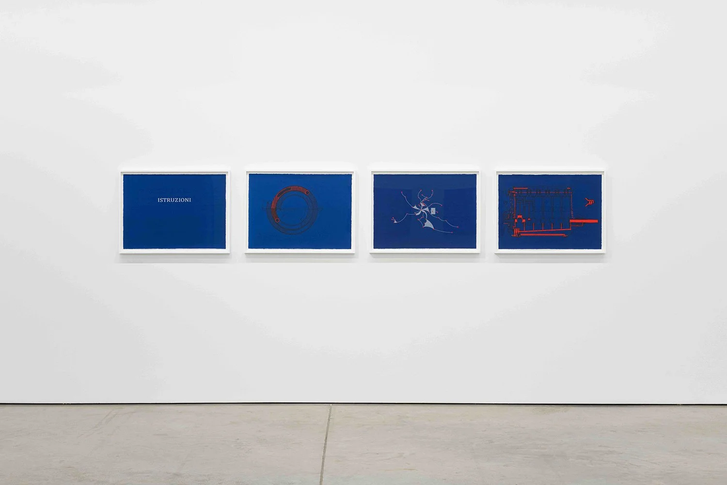 Istruzioni (Transits, Trajectories, Invisible Networks), Part I-IV, Serigraphs on Arnhem paper, 22 x 30 inches each, 2021-2024.
