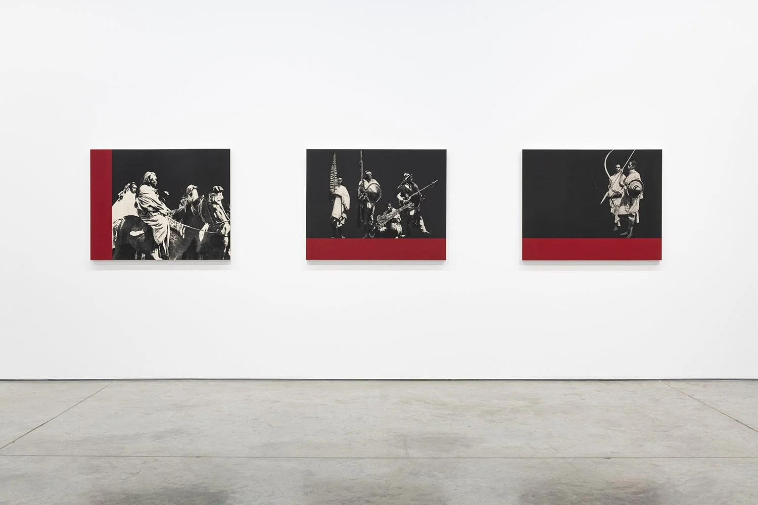 Between departures, returns and excesses of image, Part I, II, III, Serigraphs on canvas, 35 x 44 inches each, 2021
