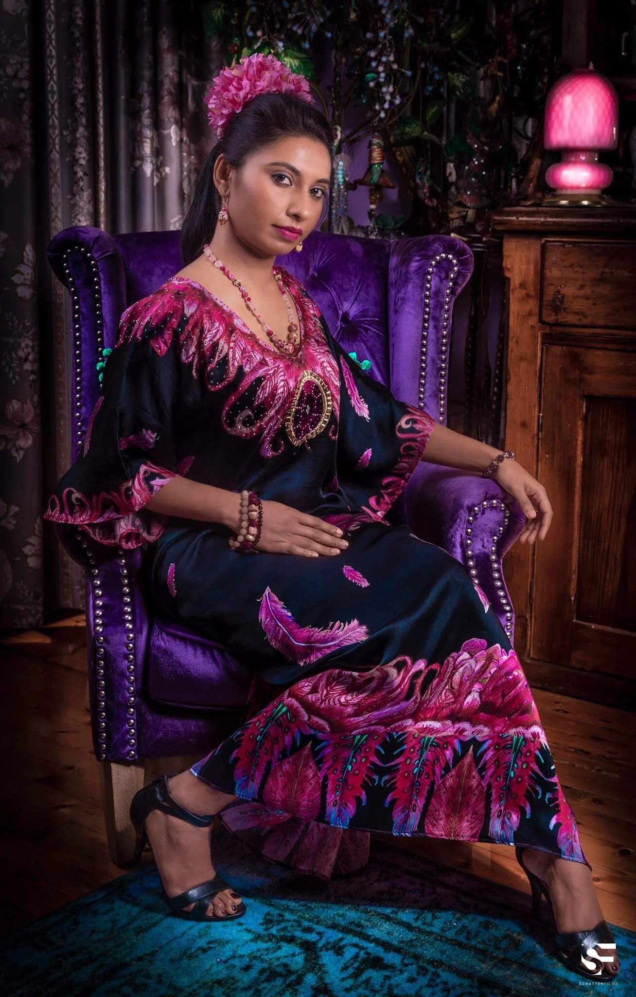 Fancy Feather Long Kaftan