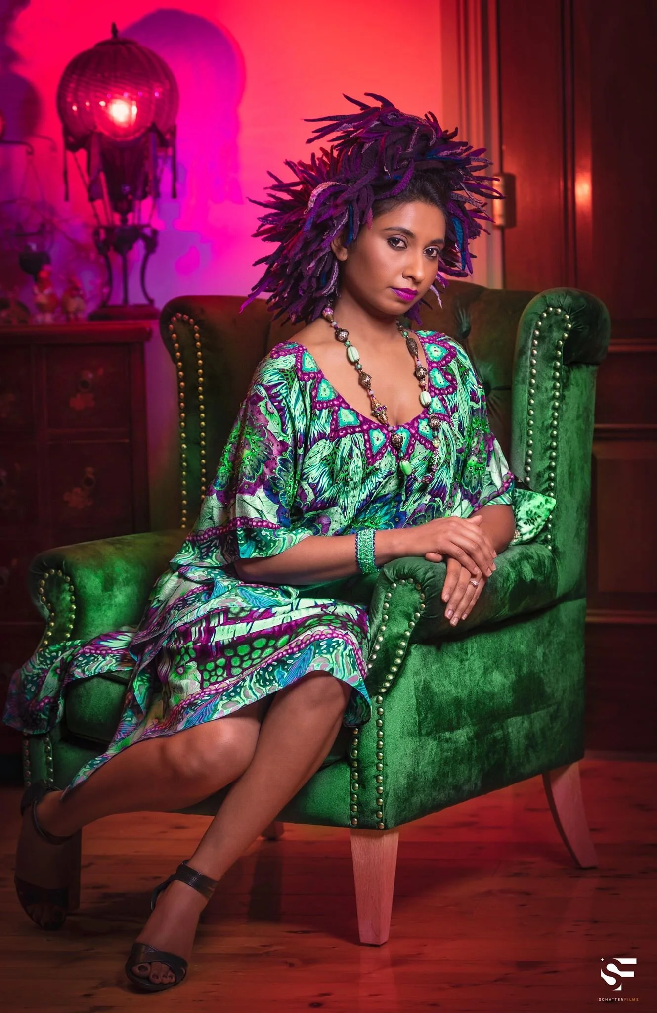 Jonquil and Hyacinth (Green) Short Kaftan