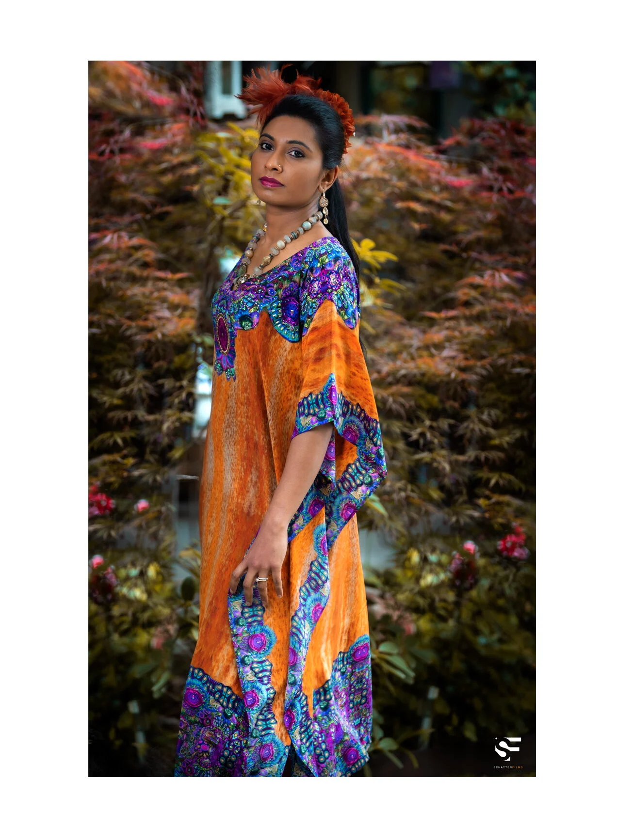 Violet and Rust Mid Kaftan