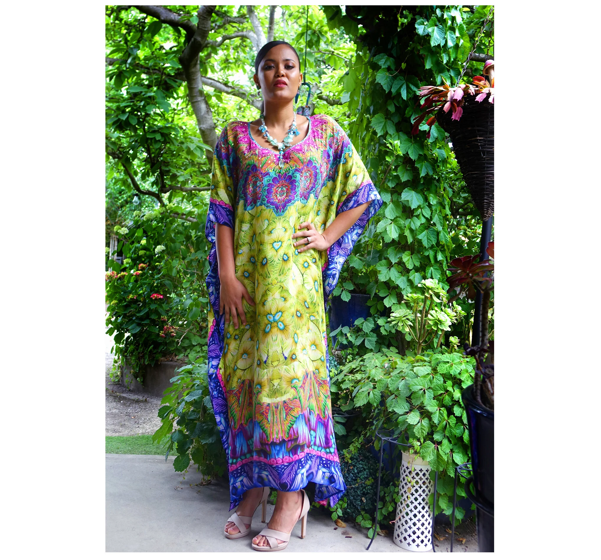 Jonquil and Hyacinth Long Kaftan ( Yellow) 