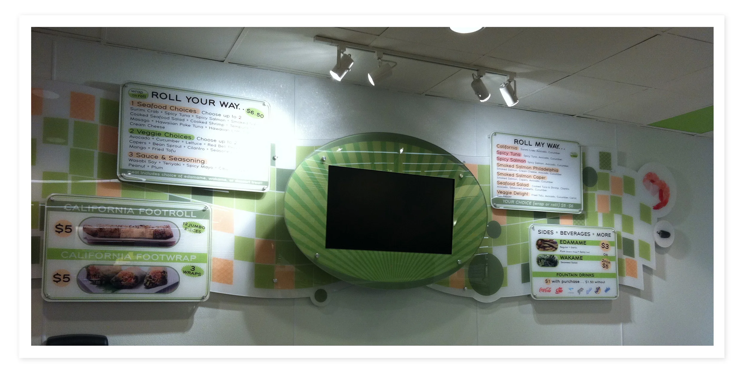 Roll-a-lot menu board
