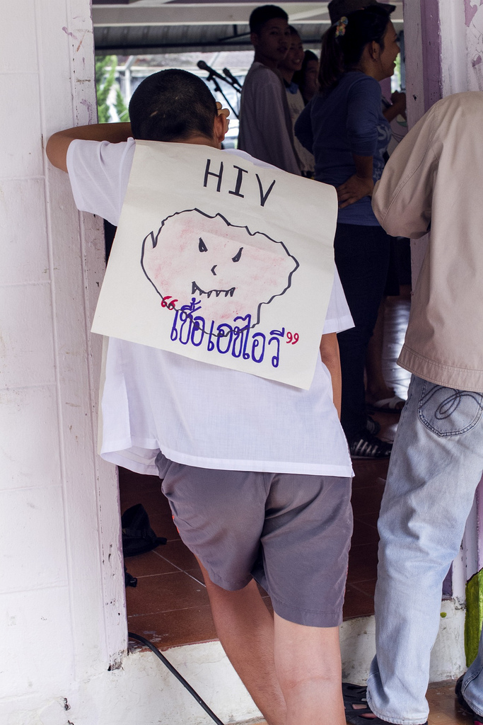 A "HIV virus" waits his turn to join the onslaught against the "body" - one of his peers - in a sketch about HIV by the Radical Grace team at the Mae Rim Juvenile Correction Facility. De-mistifying the biology of HIV is an important step towards breaking down long-standing stigmas - a key goal of the Radical Grace project. 