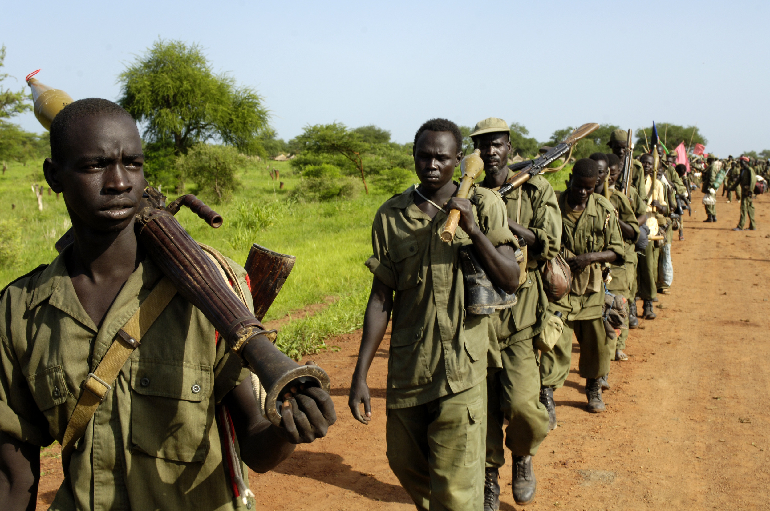 Joseph underwent intense training with the SPLA, learning combat maneuvers, practicing how to use weapons and building up stamina to walk for hours - Photo courtesy of United Nations Photo .