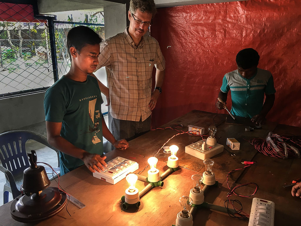A few of the young men at the electrical practical class - Photo courtesy of the Salam Training Centre.