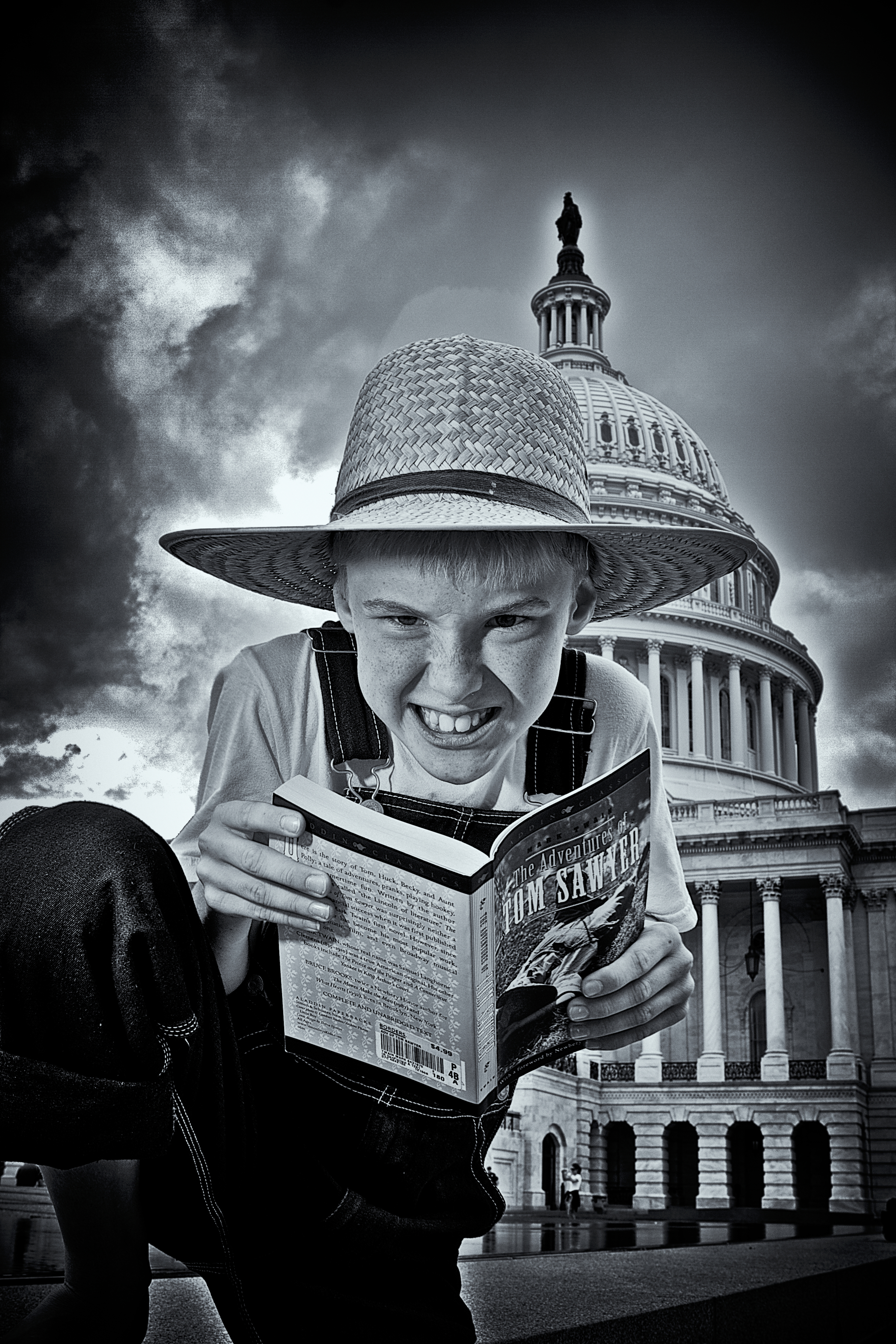 Tom and Huck: Tom Reading at the Capitol