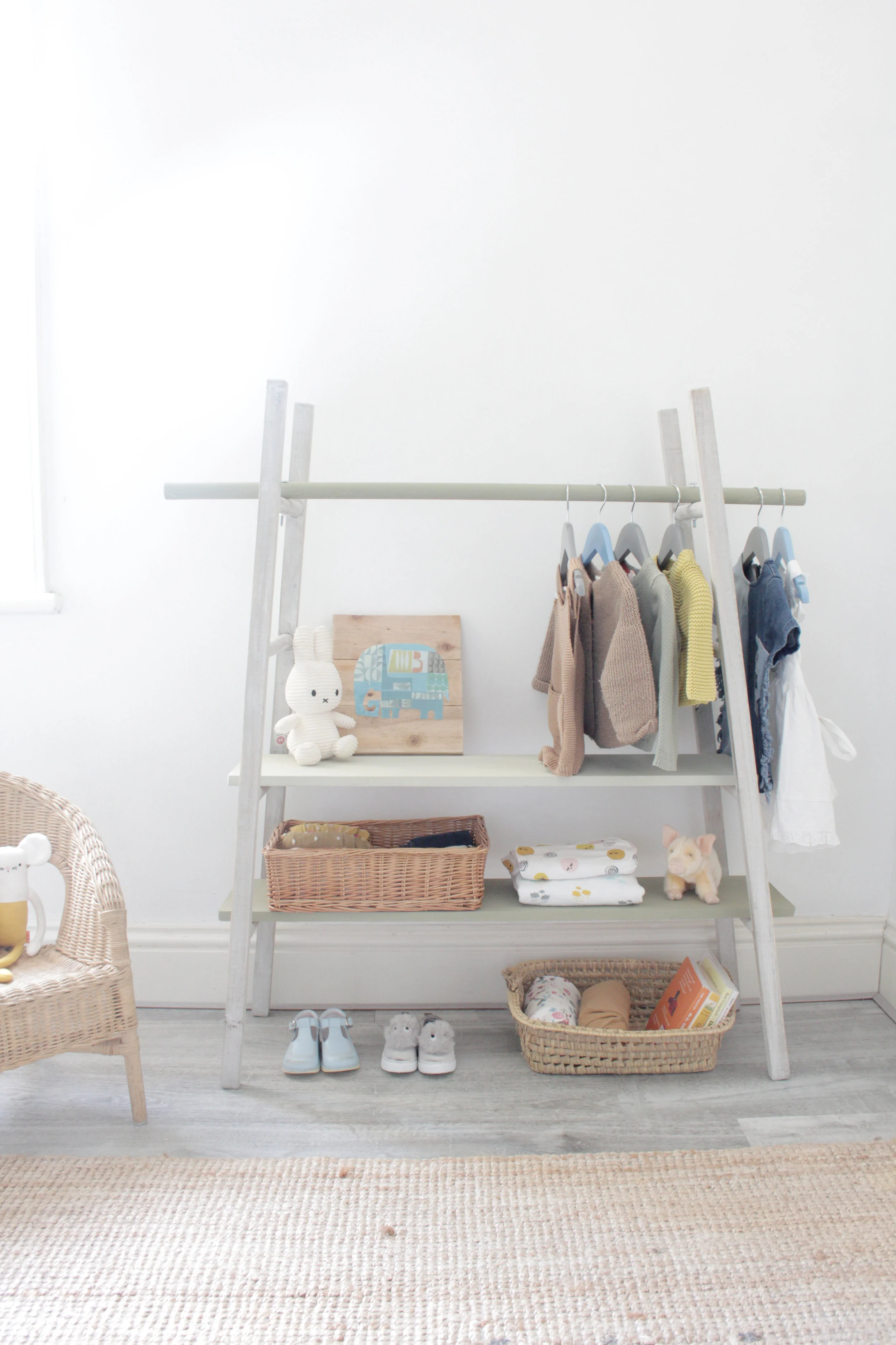 Upcycled ladder wardrobe