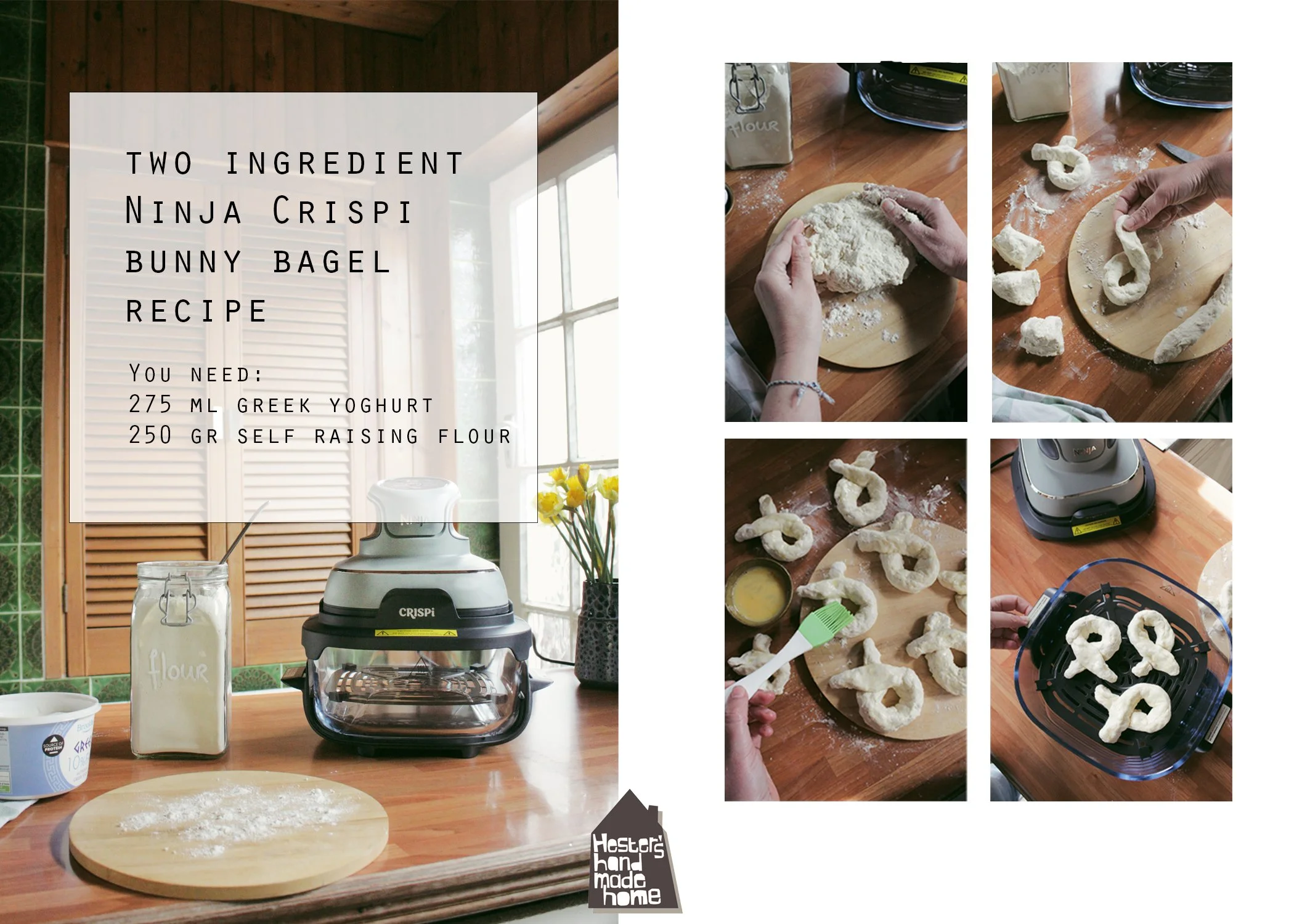 two ingredient air fryer bunny bagels