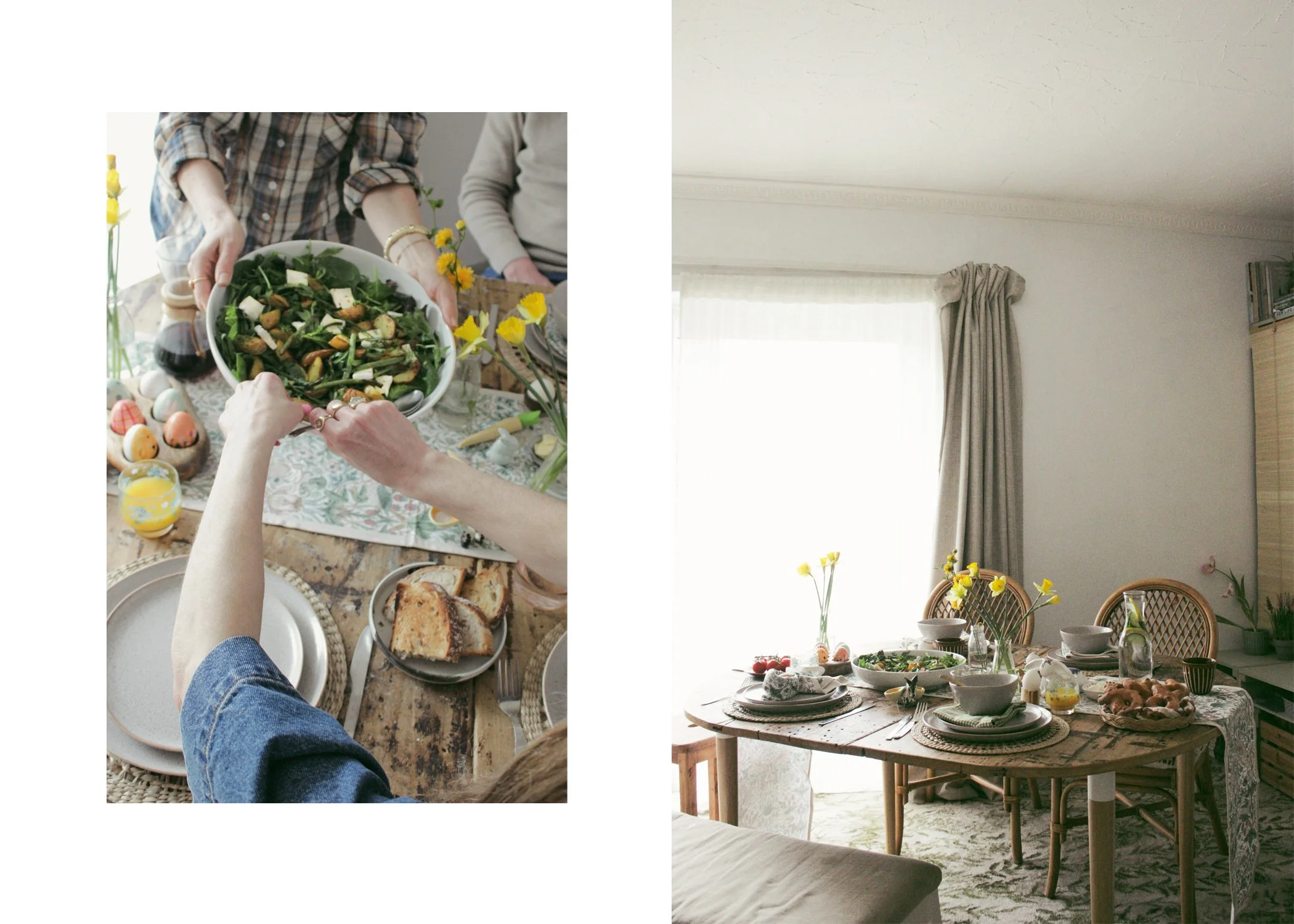 table set for an Easter brunch