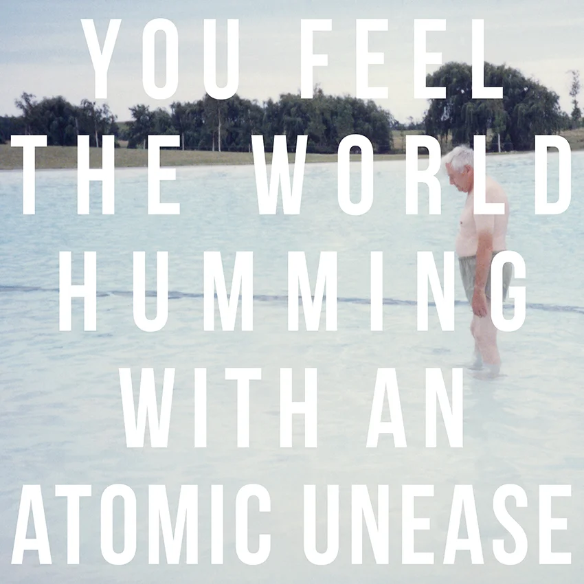 Julia Martin, Uneasy (2014); found & altered image, text; inkjet print, edition of 8; 43 x 43 inches